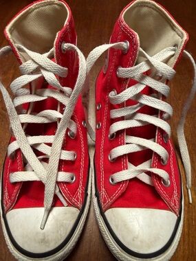 Converse Red Kids High-Top Canvas Sneakers with White Laces